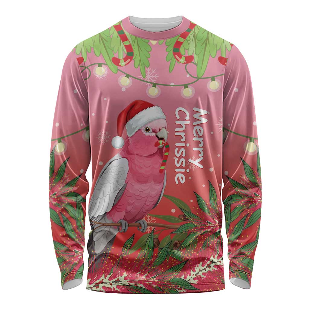 Personalised Galah Australia Christmas Long Sleeve Shirt Merry Chrissie Bottlebrushes - Aussie Hoodie