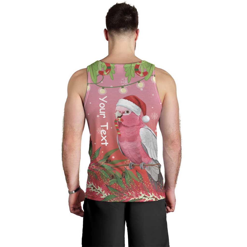 Personalised Galah Australia Christmas Men Tank Top Merry Chrissie Bottlebrushes - Aussie Hoodie