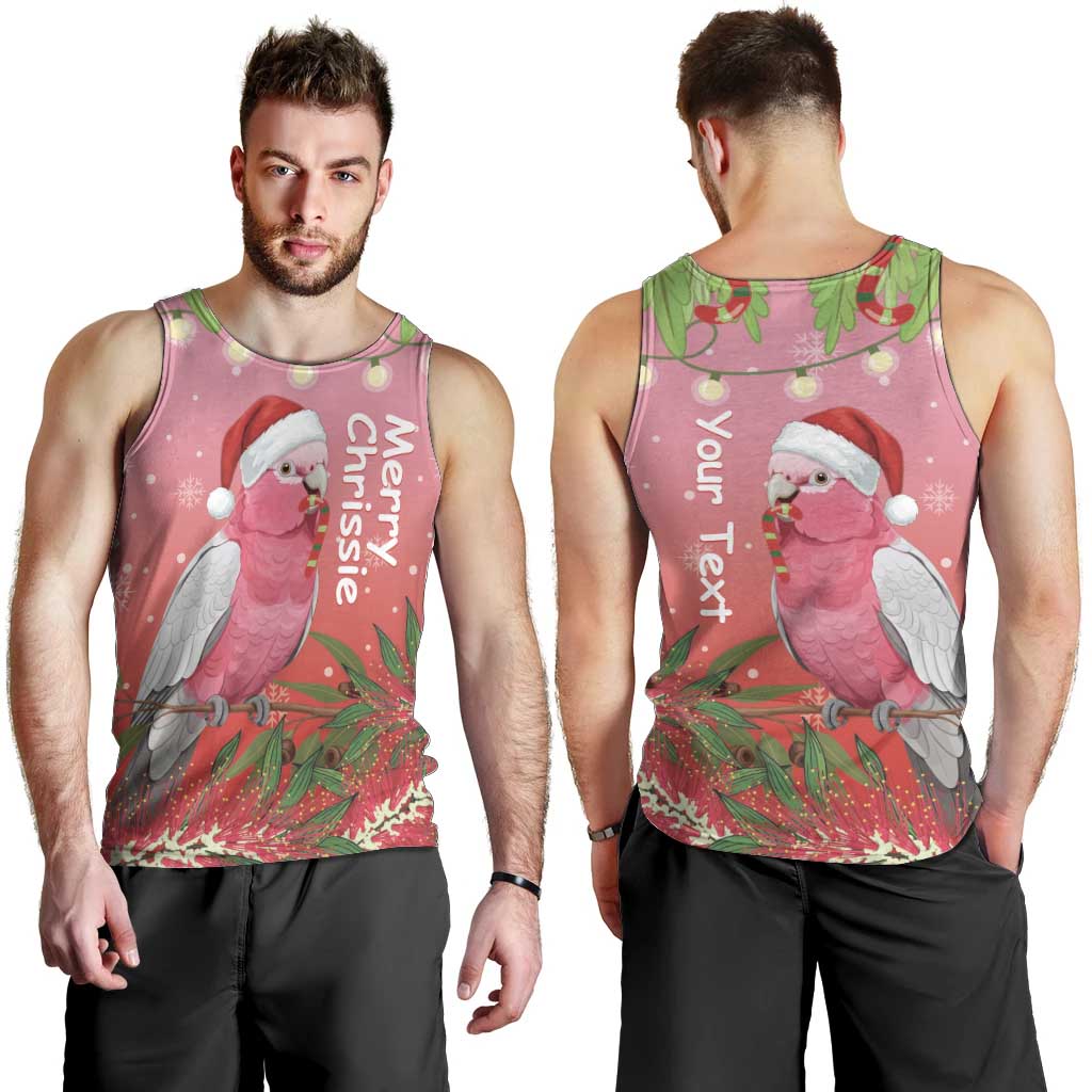 Personalised Galah Australia Christmas Men Tank Top Merry Chrissie Bottlebrushes - Aussie Hoodie