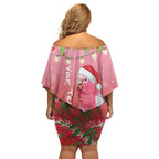 Personalised Galah Australia Christmas Off Shoulder Short Dress Merry Chrissie Bottlebrushes - Aussie Hoodie
