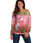 Personalised Galah Australia Christmas Off Shoulder Sweater Merry Chrissie Bottlebrushes - Aussie Hoodie