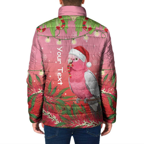 Personalised Galah Australia Christmas Padded Jacket Merry Chrissie Bottlebrushes - Aussie Hoodie