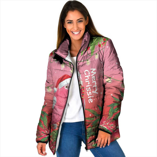 Personalised Galah Australia Christmas Padded Jacket Merry Chrissie Bottlebrushes - Aussie Hoodie