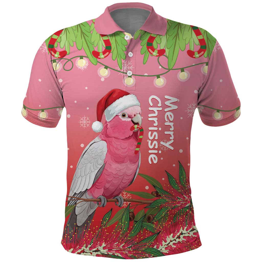 Personalised Galah Australia Christmas Polo Shirt Merry Chrissie Bottlebrushes - Aussie Hoodie
