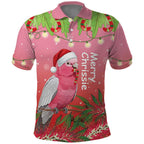 Personalised Galah Australia Christmas Polo Shirt Merry Chrissie Bottlebrushes - Aussie Hoodie