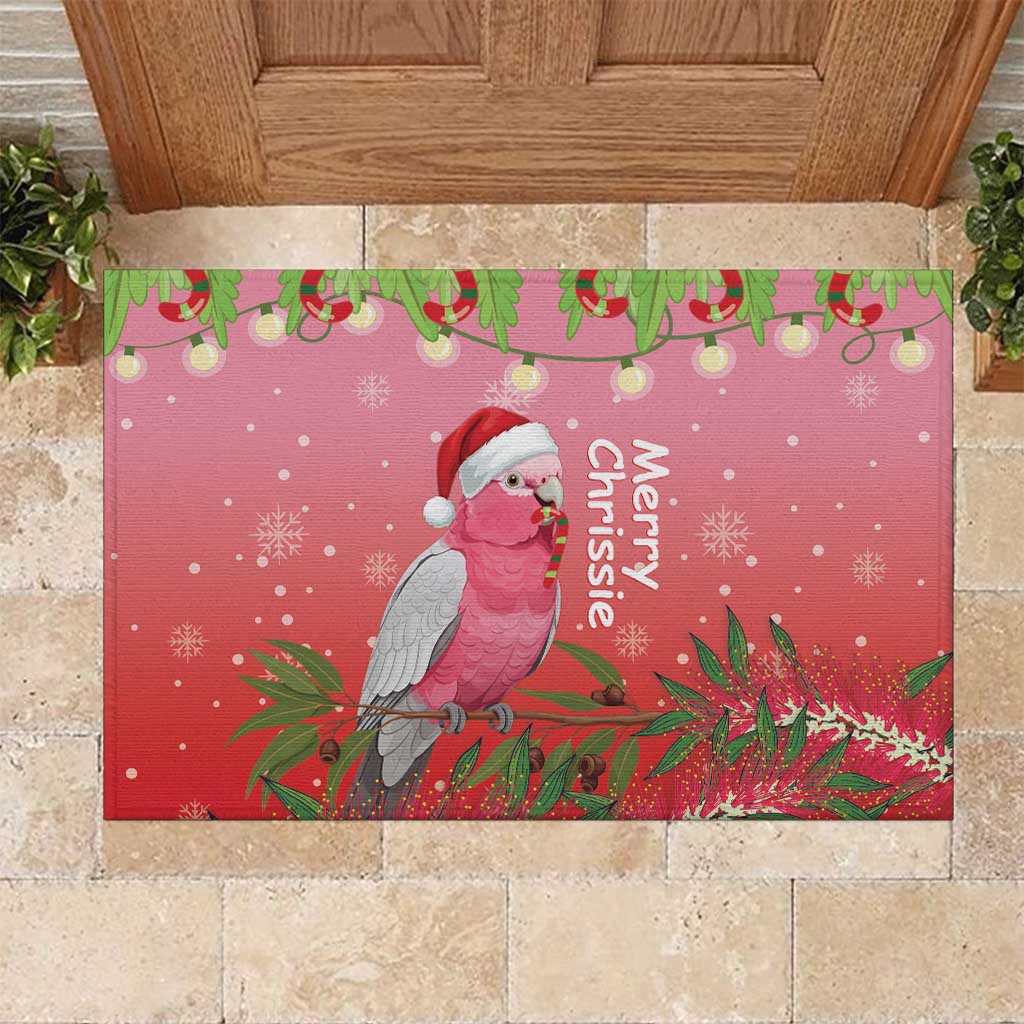 Galah Australia Christmas Rubber Doormat Merry Chrissie Bottlebrushes - Aussie Hoodie