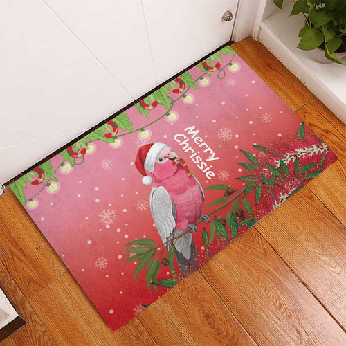 Galah Australia Christmas Rubber Doormat Merry Chrissie Bottlebrushes - Aussie Hoodie