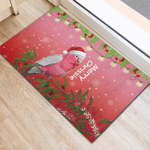 Galah Australia Christmas Rubber Doormat Merry Chrissie Bottlebrushes - Aussie Hoodie