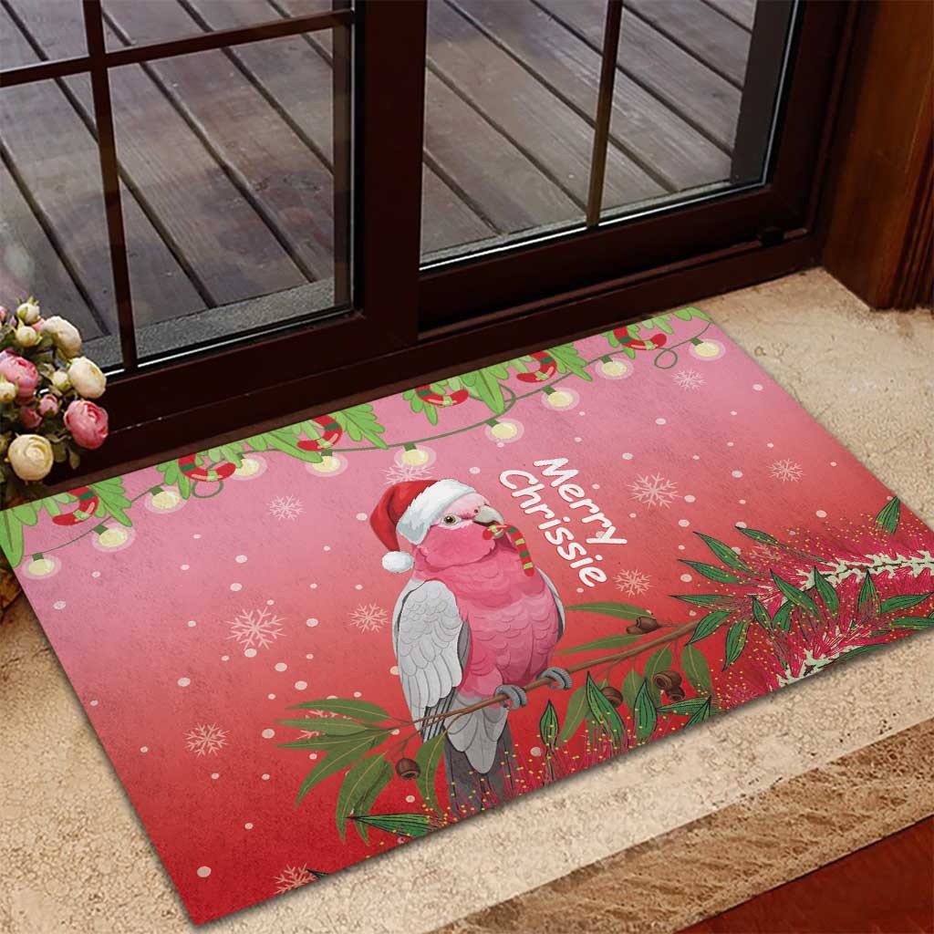 Galah Australia Christmas Rubber Doormat Merry Chrissie Bottlebrushes - Aussie Hoodie