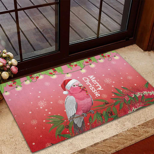 Galah Australia Christmas Rubber Doormat Merry Chrissie Bottlebrushes - Aussie Hoodie