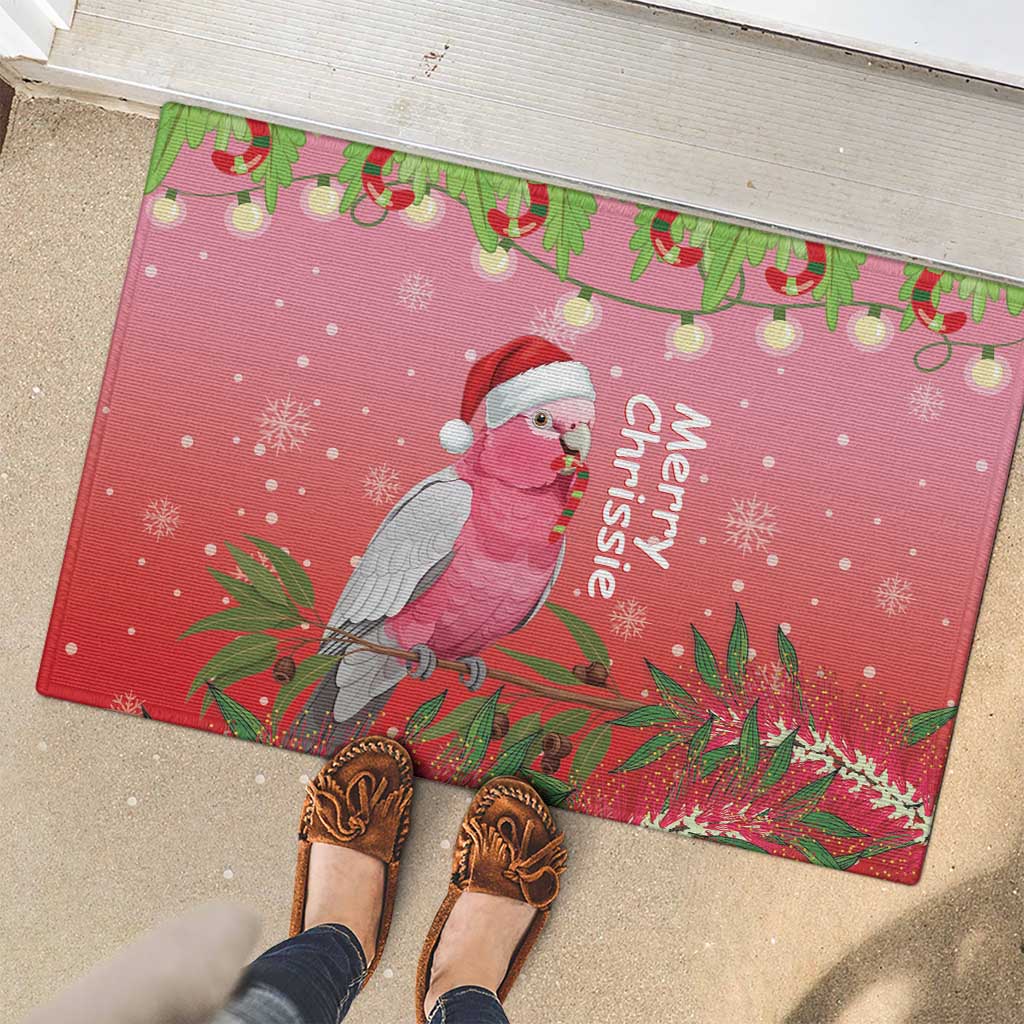Galah Australia Christmas Rubber Doormat Merry Chrissie Bottlebrushes - Aussie Hoodie
