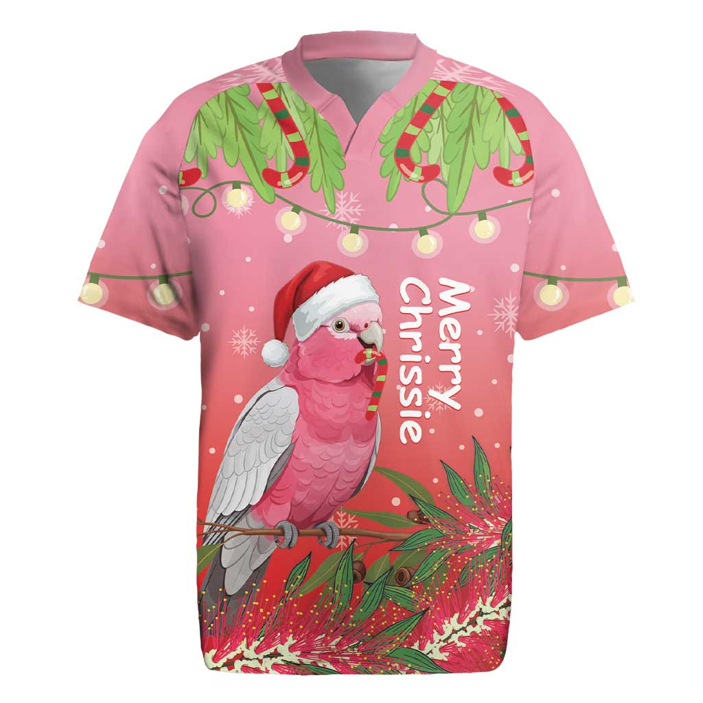 Personalised Galah Australia Christmas Rugby Jersey Merry Chrissie Bottlebrushes - Aussie Hoodie