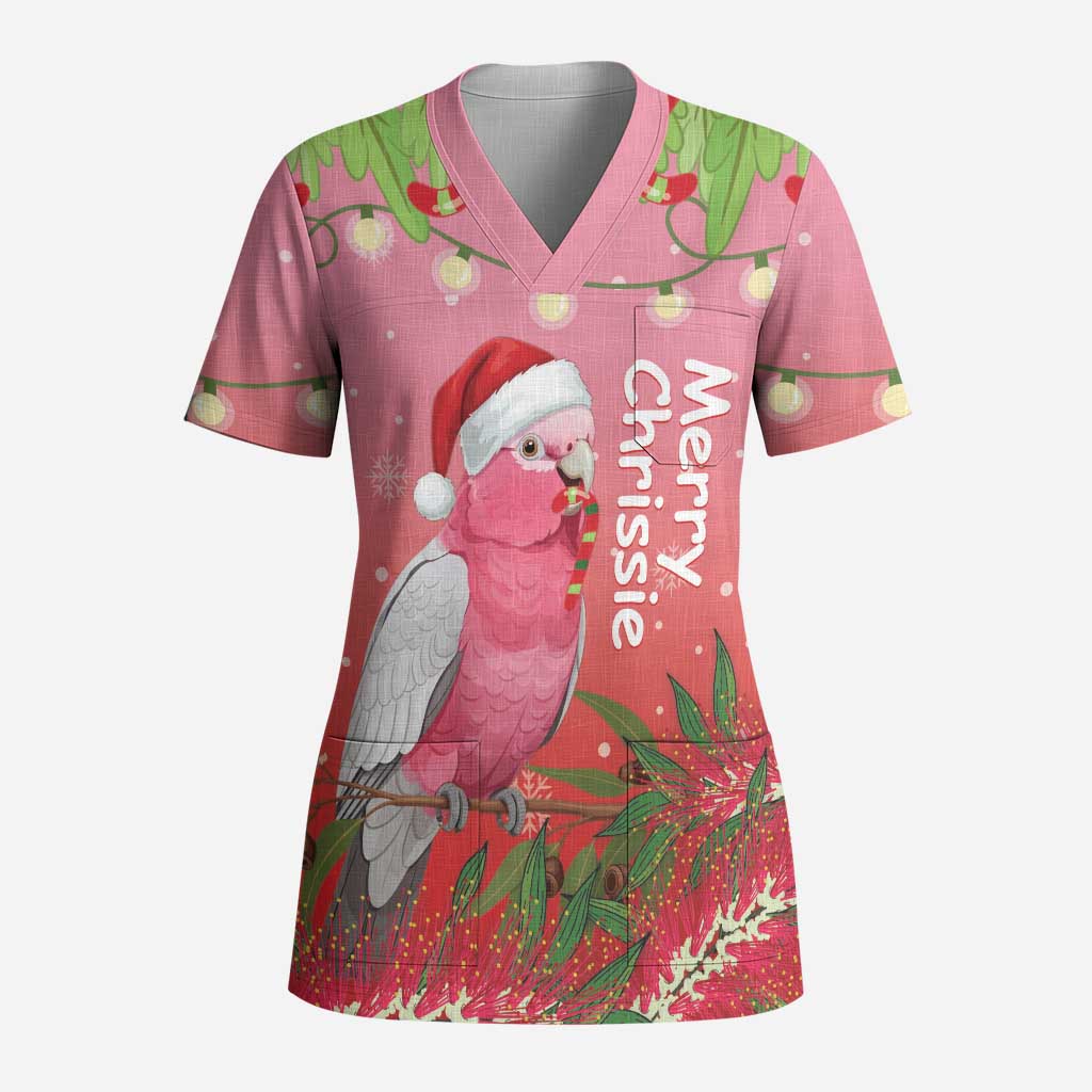 Personalised Galah Australia Christmas Scrub Top Merry Chrissie Bottlebrushes - Aussie Hoodie