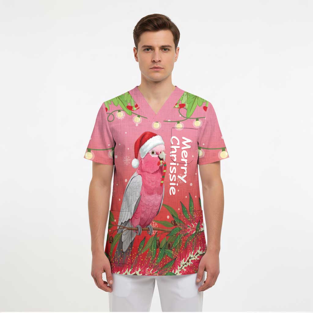 Personalised Galah Australia Christmas Scrub Top Merry Chrissie Bottlebrushes - Aussie Hoodie