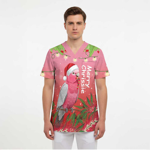 Personalised Galah Australia Christmas Scrub Top Merry Chrissie Bottlebrushes - Aussie Hoodie