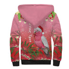 Personalised Galah Australia Christmas Sherpa Hoodie Merry Chrissie Bottlebrushes - Aussie Hoodie