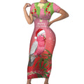 Personalised Galah Australia Christmas Short Sleeve Bodycon Dress Merry Chrissie Bottlebrushes - Aussie Hoodie