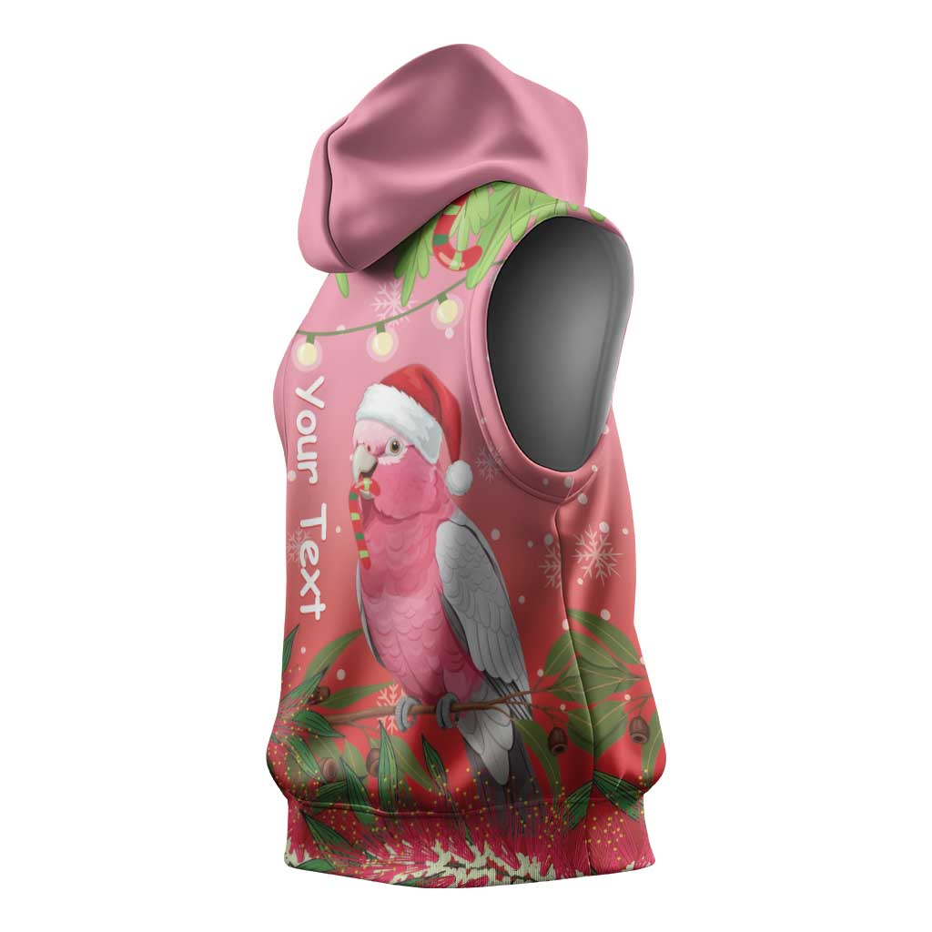 Personalised Galah Australia Christmas Sleeveless Hoodie Merry Chrissie Bottlebrushes - Aussie Hoodie