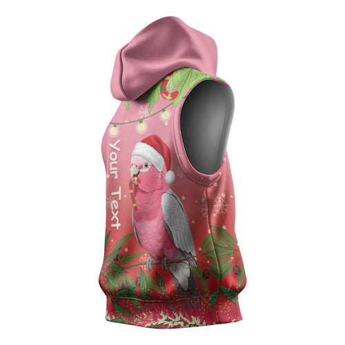 Personalised Galah Australia Christmas Sleeveless Hoodie Merry Chrissie Bottlebrushes - Aussie Hoodie
