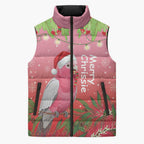 Personalised Galah Australia Christmas Sleeveless Puffer Jacket Merry Chrissie Bottlebrushes - Aussie Hoodie