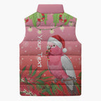 Personalised Galah Australia Christmas Sleeveless Puffer Jacket Merry Chrissie Bottlebrushes - Aussie Hoodie