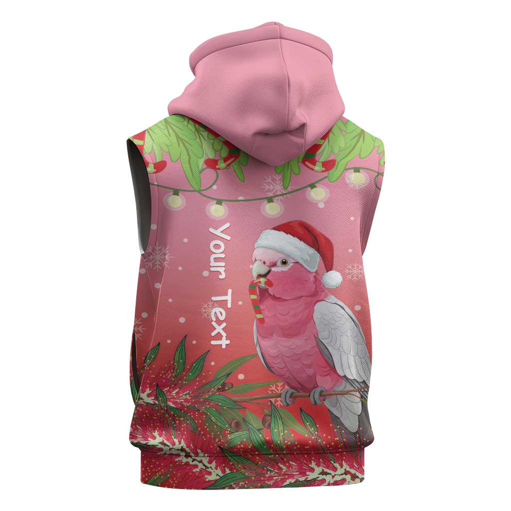 Personalised Galah Australia Christmas Sleeveless Zip Hoodie Merry Chrissie Bottlebrushes LT14