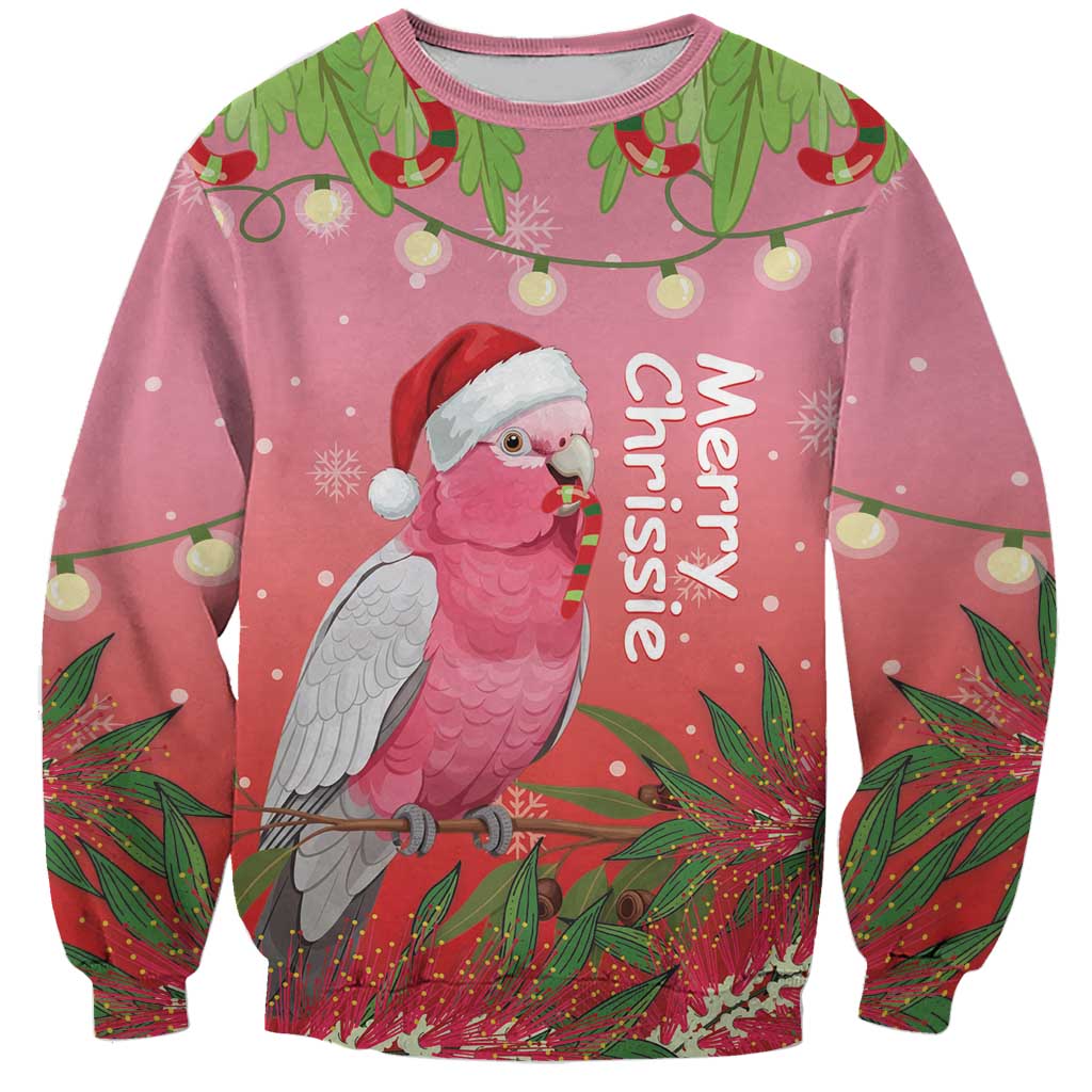 Personalised Galah Australia Christmas Sweatshirt Merry Chrissie Bottlebrushes - Aussie Hoodie