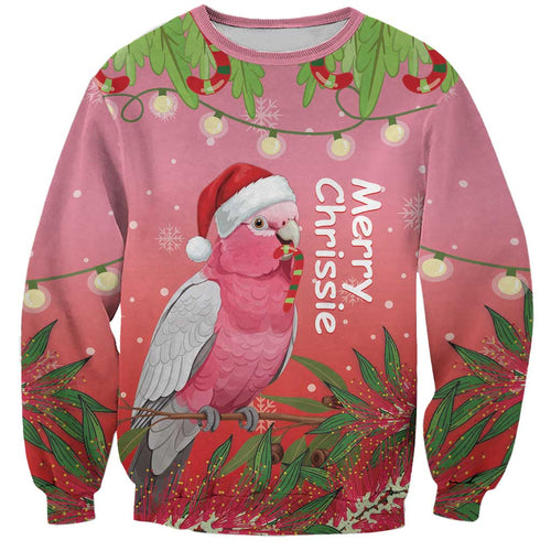 Personalised Galah Australia Christmas Sweatshirt Merry Chrissie Bottlebrushes - Aussie Hoodie