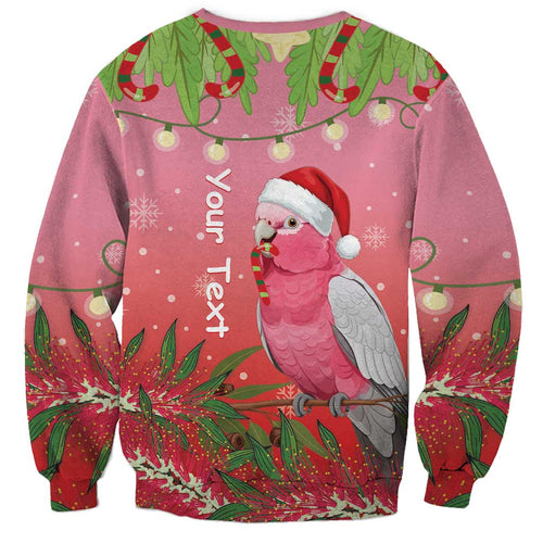 Personalised Galah Australia Christmas Sweatshirt Merry Chrissie Bottlebrushes - Aussie Hoodie