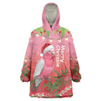 Personalised Galah Australia Christmas Wearable Blanket Hoodie Merry Chrissie Bottlebrushes - Aussie Hoodie