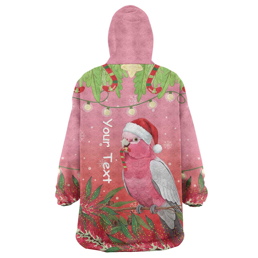 Personalised Galah Australia Christmas Wearable Blanket Hoodie Merry Chrissie Bottlebrushes - Aussie Hoodie