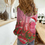 Personalised Galah Australia Christmas Women Casual Shirt Merry Chrissie Bottlebrushes - Aussie Hoodie