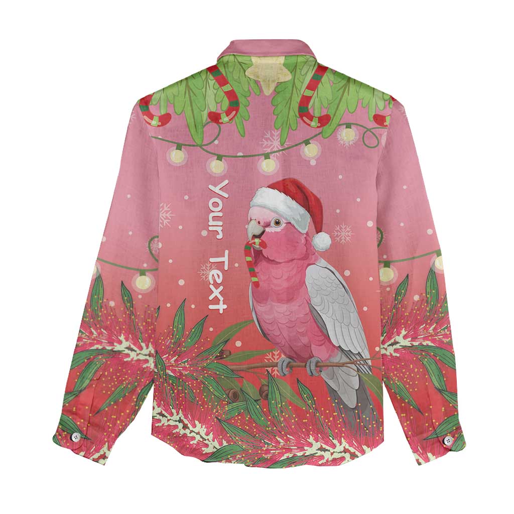 Personalised Galah Australia Christmas Women Casual Shirt Merry Chrissie Bottlebrushes - Aussie Hoodie