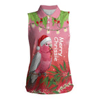 Personalised Galah Australia Christmas Women Sleeveless Polo Shirt Merry Chrissie Bottlebrushes - Aussie Hoodie