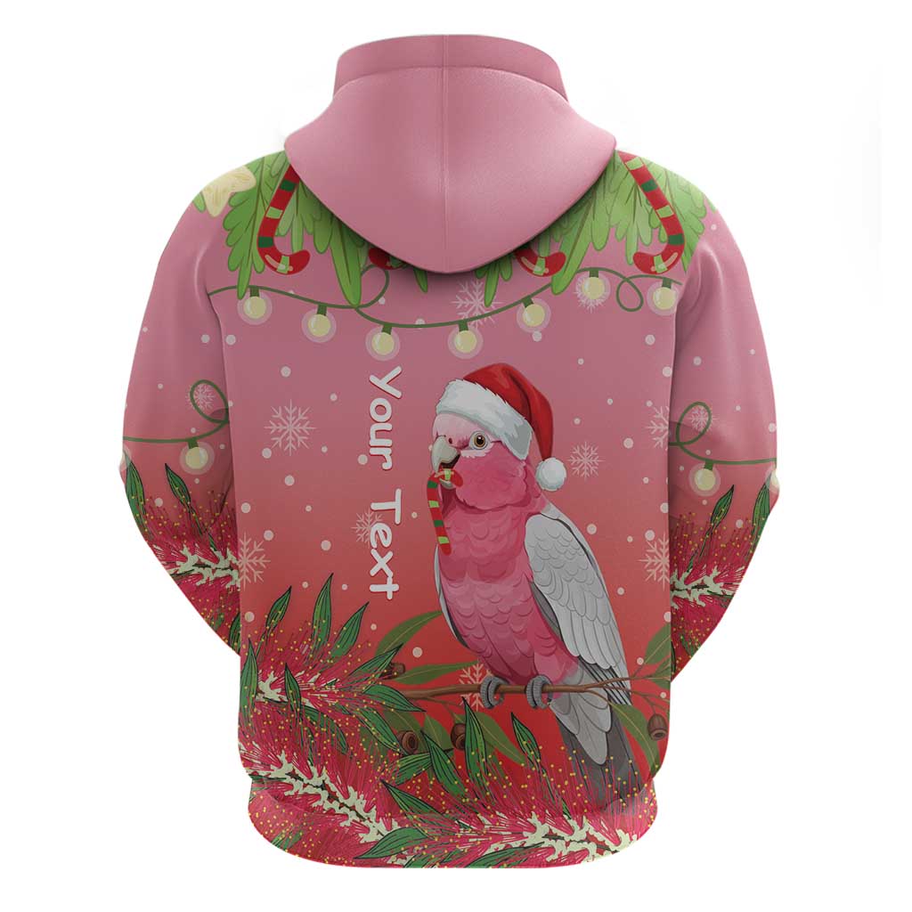 Personalised Galah Australia Christmas Zip Hoodie Merry Chrissie Bottlebrushes - Aussie Hoodie
