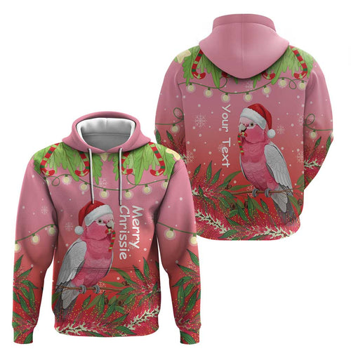 Personalised Galah Australia Christmas Zip Hoodie Merry Chrissie Bottlebrushes - Aussie Hoodie