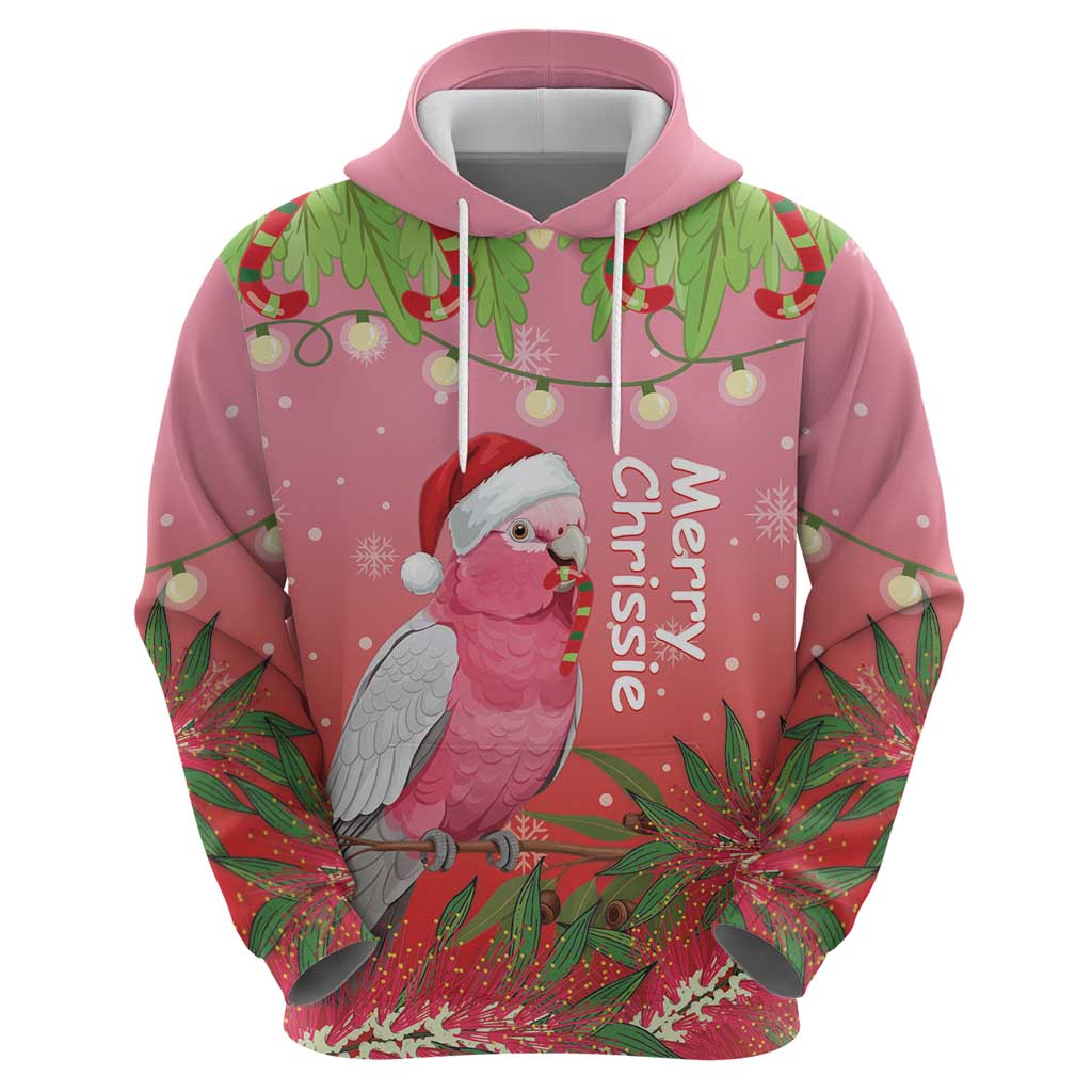 Personalised Galah Australia Christmas Zip Hoodie Merry Chrissie Bottlebrushes - Aussie Hoodie