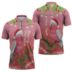 Personalised Galah Australia Christmas Zipper Polo Shirt Merry Chrissie Bottlebrushes - Aussie Hoodie