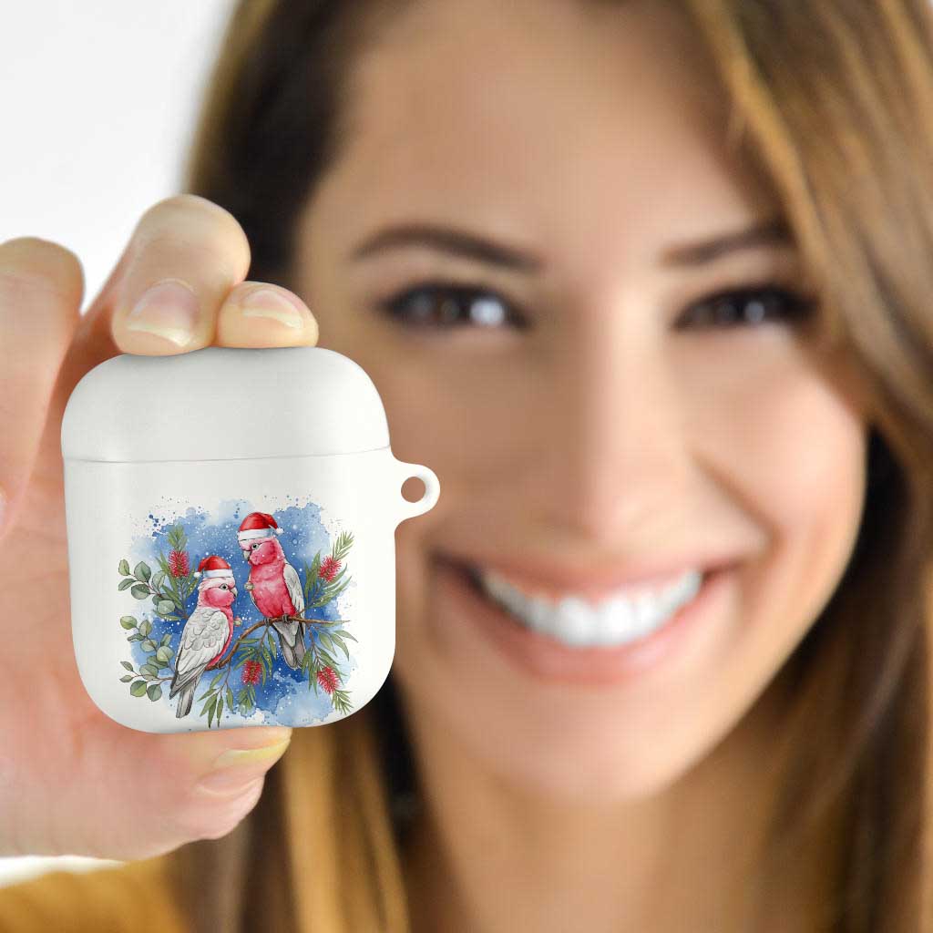 Australia Christmas AirPods Case Aussie Galah Santa Watercolor Style - Aussie Hoodie