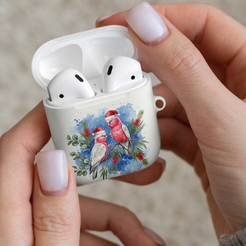 Australia Christmas AirPods Case Aussie Galah Santa Watercolor Style - Aussie Hoodie