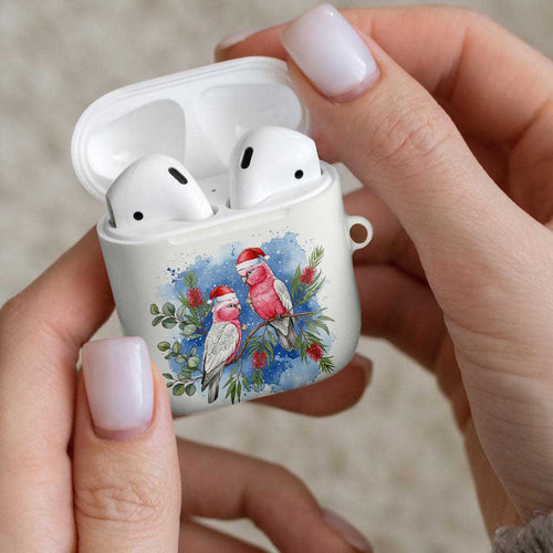 Australia Christmas AirPods Case Aussie Galah Santa Watercolor Style - Aussie Hoodie