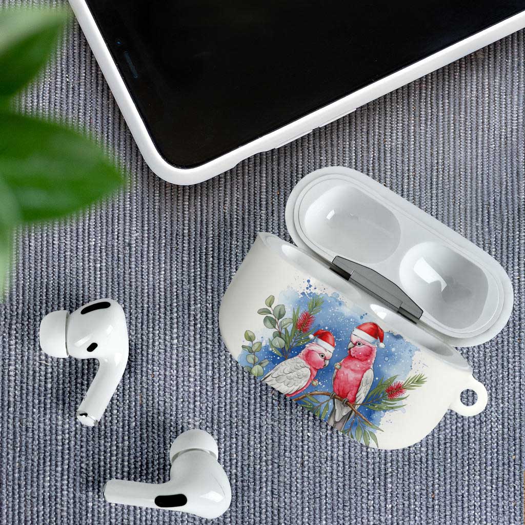 Australia Christmas AirPods Case Aussie Galah Santa Watercolor Style - Aussie Hoodie