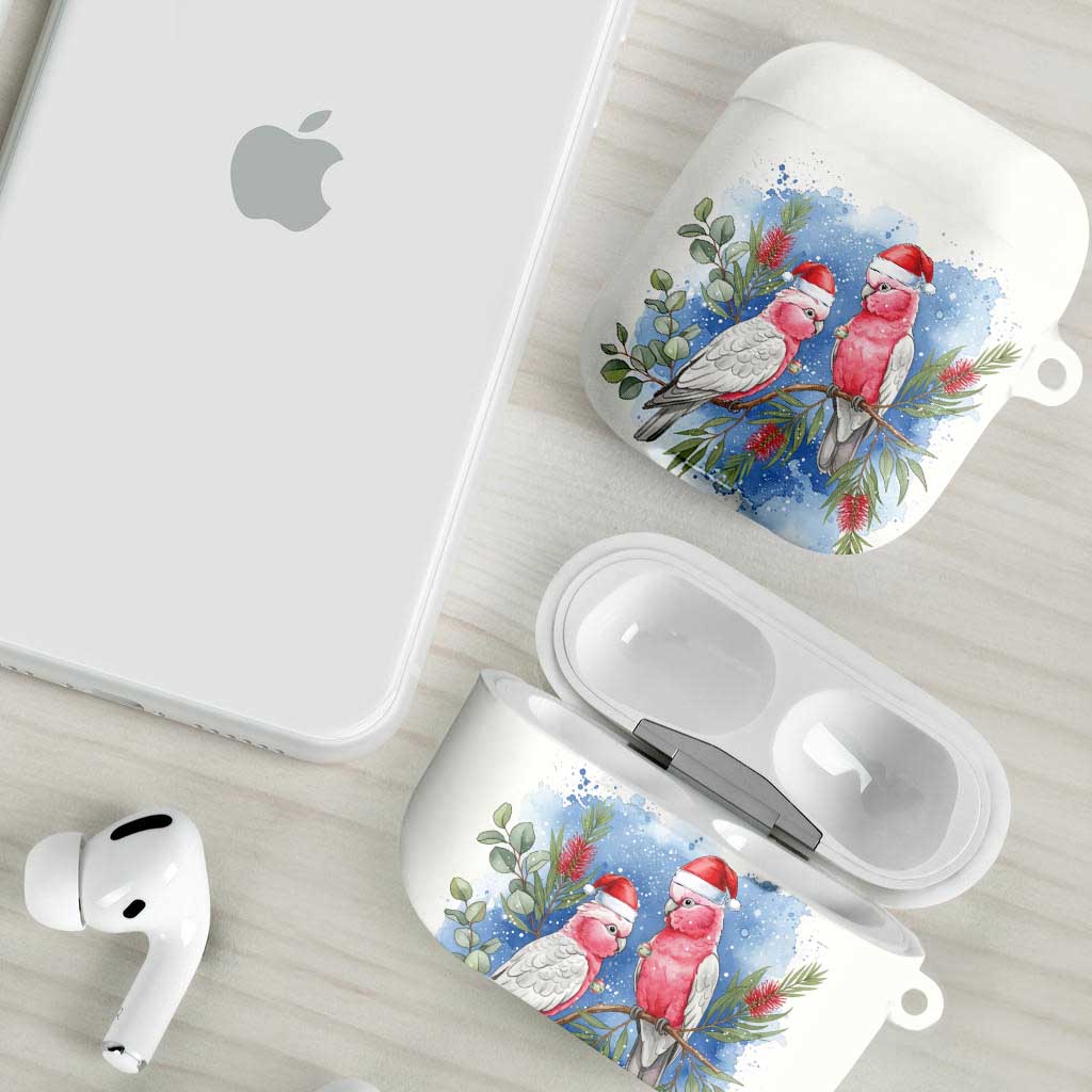 Australia Christmas AirPods Case Aussie Galah Santa Watercolor Style - Aussie Hoodie