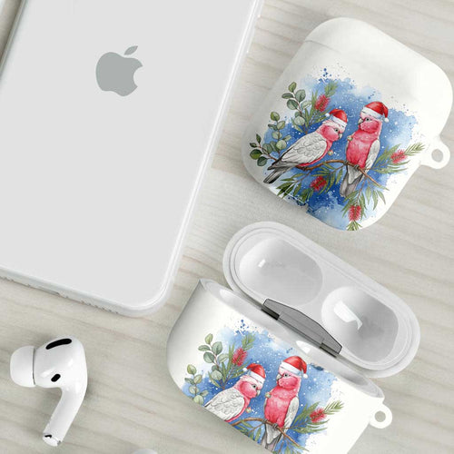Australia Christmas AirPods Case Aussie Galah Santa Watercolor Style - Aussie Hoodie