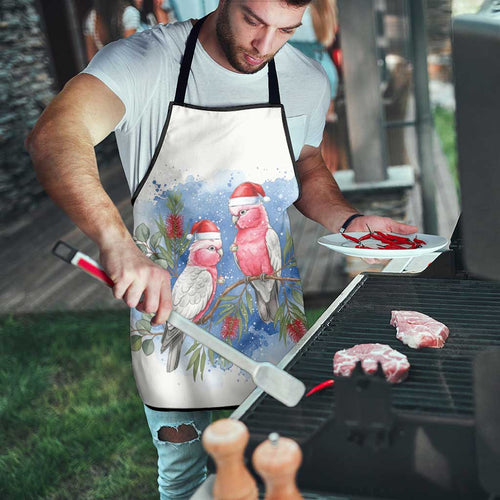 Australia Christmas Apron Aussie Galah Santa Watercolor Style - Aussie Hoodie