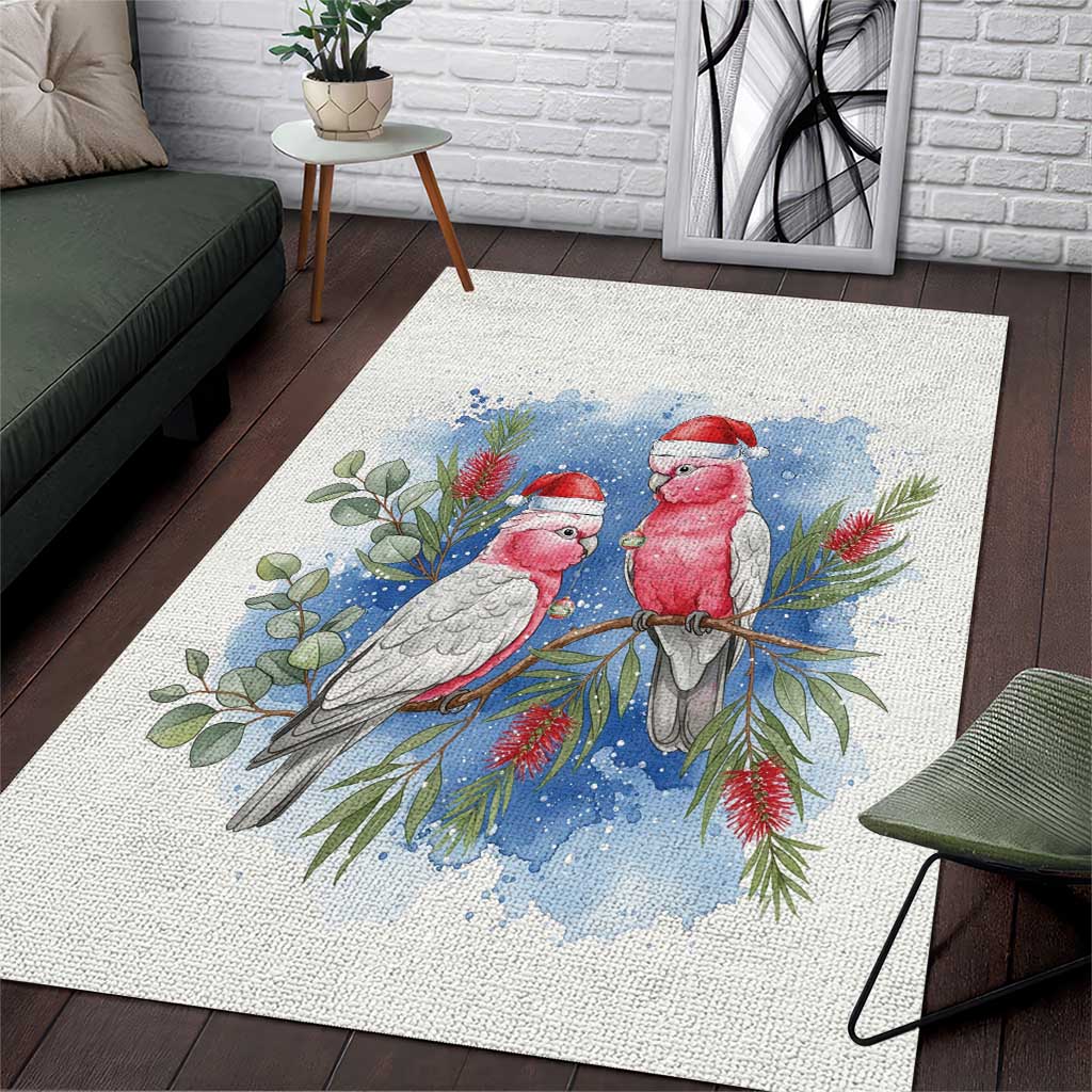 Australia Christmas Area Rug Aussie Galah Santa Watercolor Style - Aussie Hoodie
