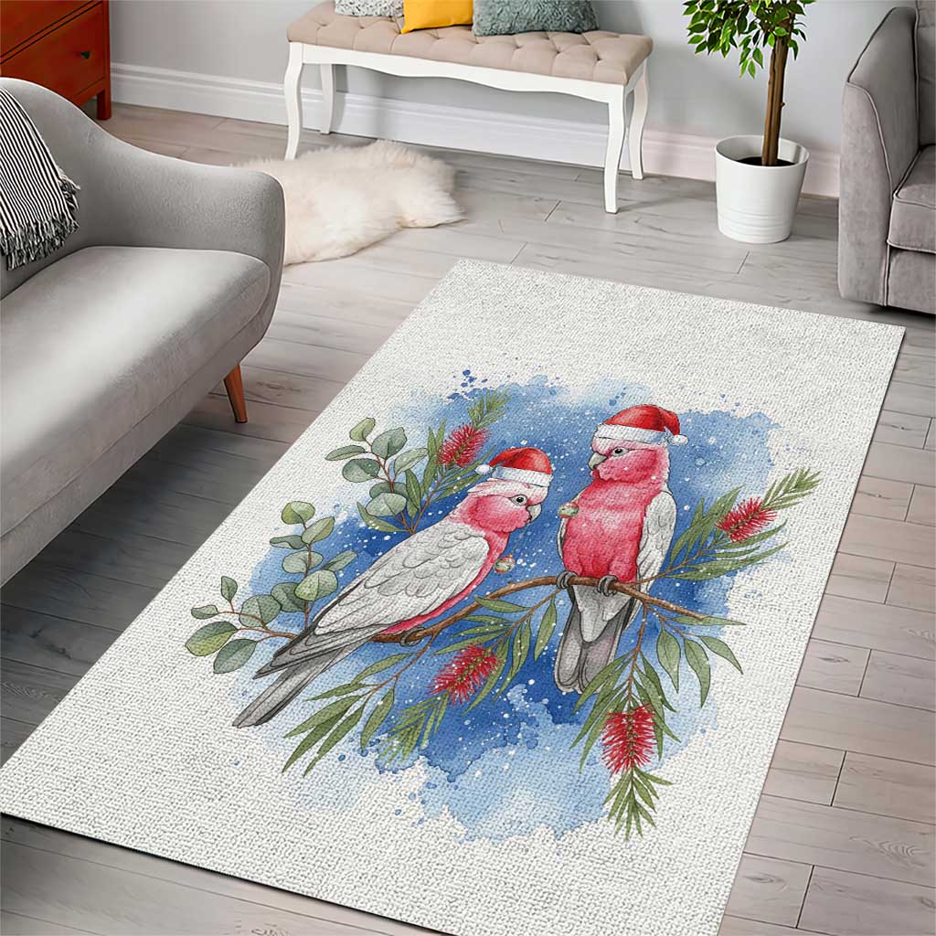 Australia Christmas Area Rug Aussie Galah Santa Watercolor Style - Aussie Hoodie