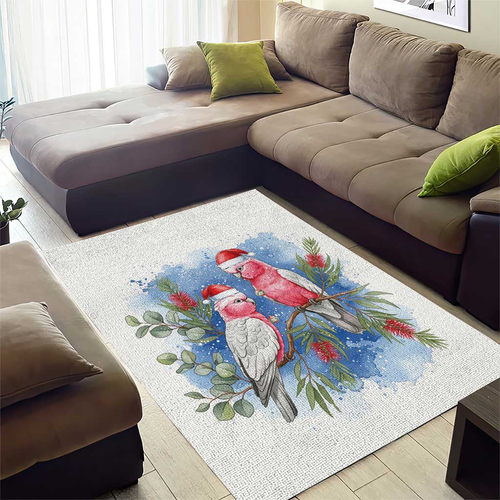 Australia Christmas Area Rug Aussie Galah Santa Watercolor Style - Aussie Hoodie