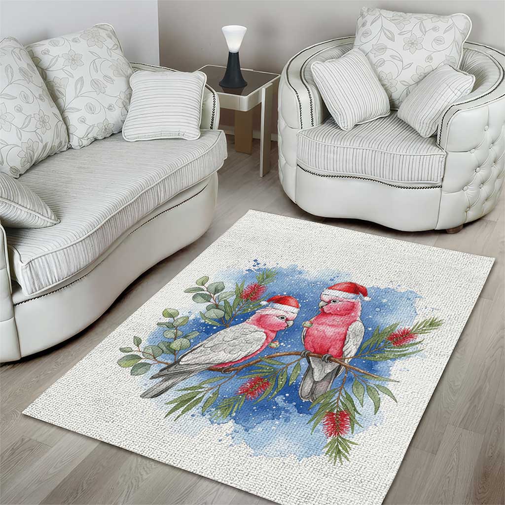Australia Christmas Area Rug Aussie Galah Santa Watercolor Style - Aussie Hoodie