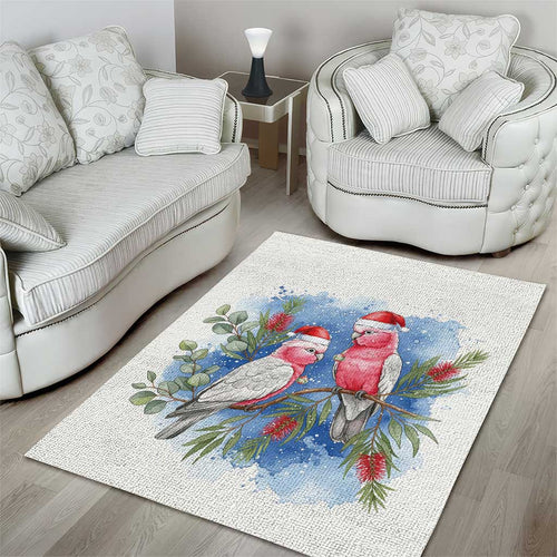 Australia Christmas Area Rug Aussie Galah Santa Watercolor Style - Aussie Hoodie